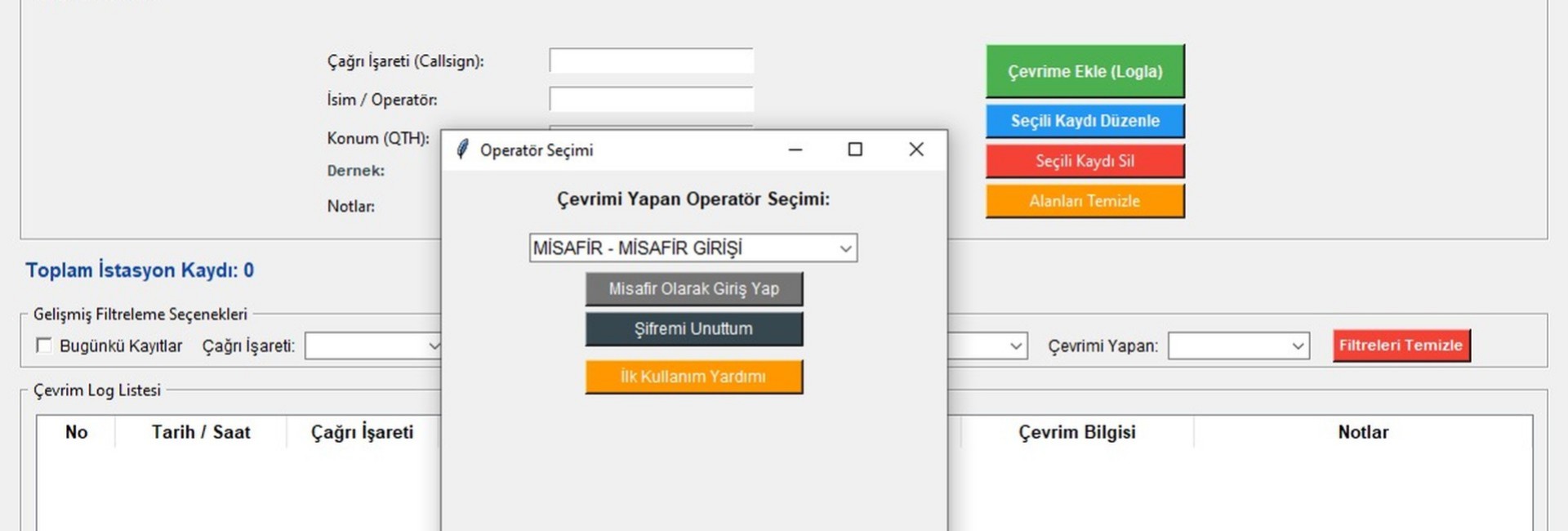 Telsiz Çevrim Kayıt Programı